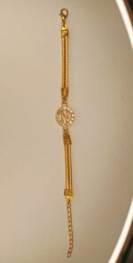 Classy Zircon N Alphabet Golden Leather Bracelet / Watch For Girls / Women - Image 4