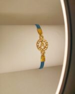 Classy Zircon Golden A Alphabet Leather Bracelet / Watch For Girls, Women - Image 3