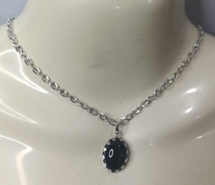 New Silver Chain with Black Zircon Locket/Necklace Specially gift for Girls/women/boys/men