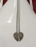 Broken Heart Shaped Alloy Necklace Silver Locket with Silver Chain for Lovers and Best Friends - Image 6