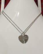 Broken Heart Shaped Alloy Necklace Silver Locket with Silver Chain for Lovers and Best Friends - Image 8