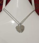 Broken Heart Shaped Alloy Necklace Silver Locket with Silver Chain for Lovers and Best Friends - Image 2