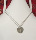 Broken Heart Shaped Alloy Necklace Silver Locket with Silver Chain for Lovers and Best Friends - Image 4