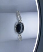 New Classic Silver Chain & Black Oval Stone Bracelet / Watch for Men / Boys - Image 3