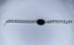 New Classic Silver Chain & Black Oval Stone Bracelet / Watch for Men / Boys - Image 4