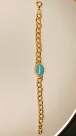 New Fashion Stone Feroza Stone and Golden Chain Bracelet / Watch For Men / Boys - Image 3