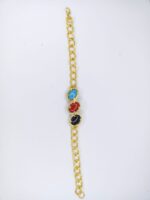 New Fashion Gold Chain 3 Oval Feroza Stone Bracelet/Watch For Men,s and Boy,s - Image 4