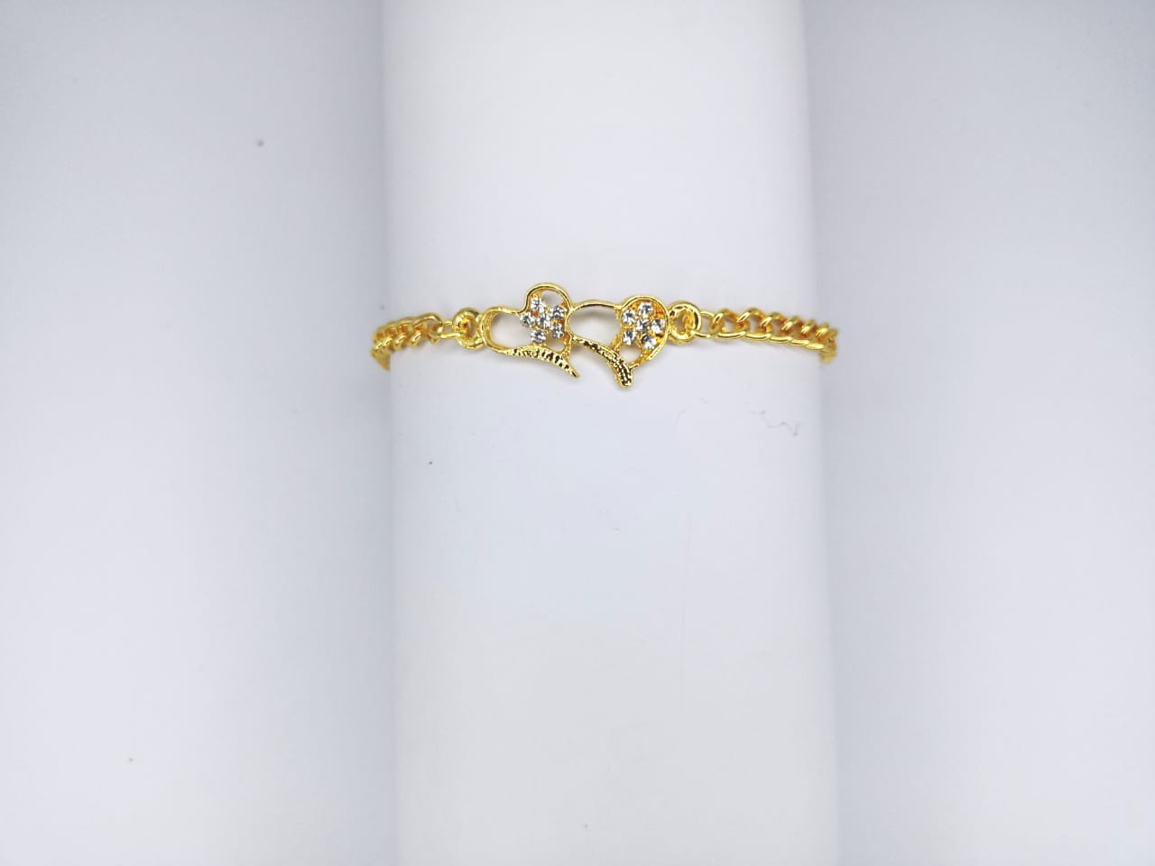 WhatsApp Image 2022-08-23 at 9.21.31 PM New Gold Color double Heart Bracelet for Girl,s / Women - Image 1