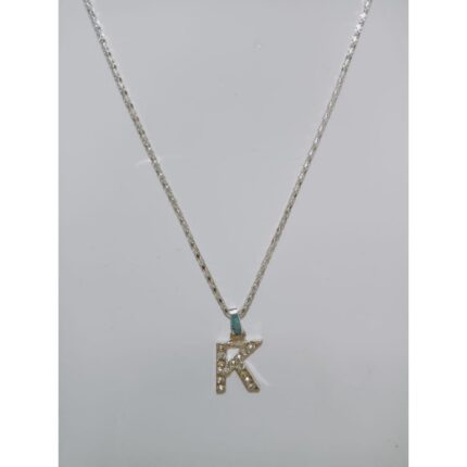 New Silver Stainless Steel Chain with Zircon A to Z Alphabet Necklace/Locket | Pendants with Chain / For Girl,s and Boy,s