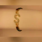 Classy Golden Zircon S Alphabet Green Lather Bracelet / Watch For Girls / Women - Image 2