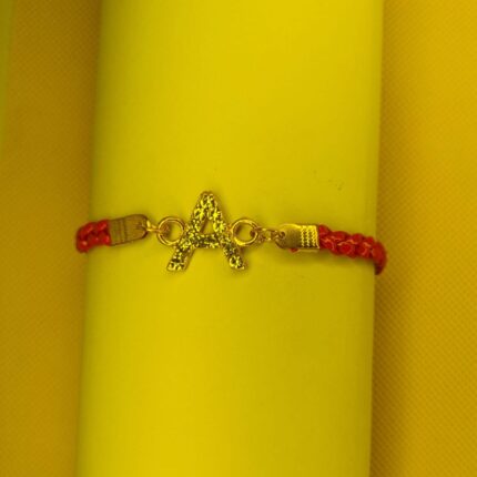 New Fashion Golden Color A to Z Alphabet Zircon Red Leather Bracelet For Girl,s