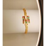 Stylish Alloy Golden M Zircon Bracelet Watch For Girls, Women - Image 2