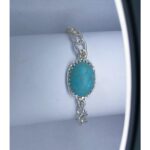 New Classic Silver Chain & Sky Blue Oval Stone Bracelet / Watch for Men / Boy,s - Image 3