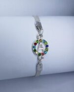 Classical Silver A to Z Alphabet Multi Zircon Bracelet / Watch for Girls / Women - Image 2