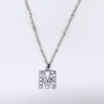 New Silver Stainless Chain with A to Z Alphabet Zircon Locket/Necklace/Pendants|Specially for Girls/Women/Boys/Men