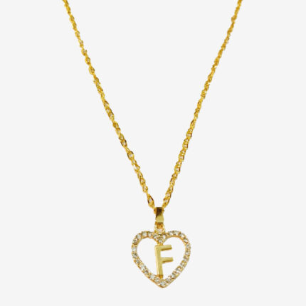 New Golden Color Alloy Chain with A to Z Heart Alphabet Locket / Necklace / Pendants for Girl,s (1-Pice)