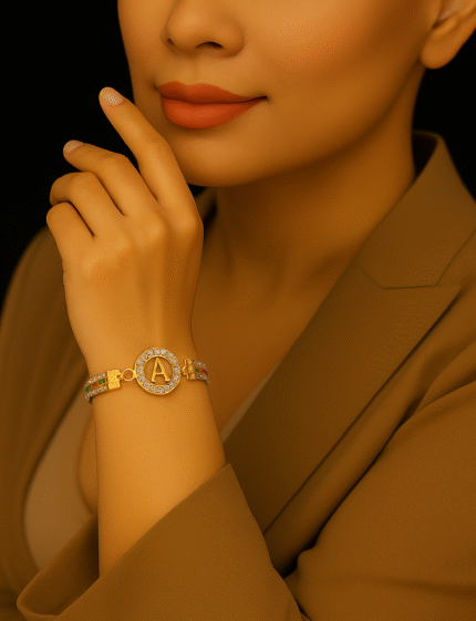 New Classy Gold Design Zircon Bracelet (A to Z) For Girls, Women