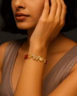 New Classy Zircon Golden Butterfly Red Leather Bracelet Watch For Girls, Women