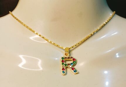 New Golden Alloy Chain with Zircon A to Z Alphabet Necklace/Locket/Pendants for Girl,s & Boy,s