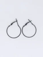 New Simple Round Black Hoop Earring / For Girls or Women