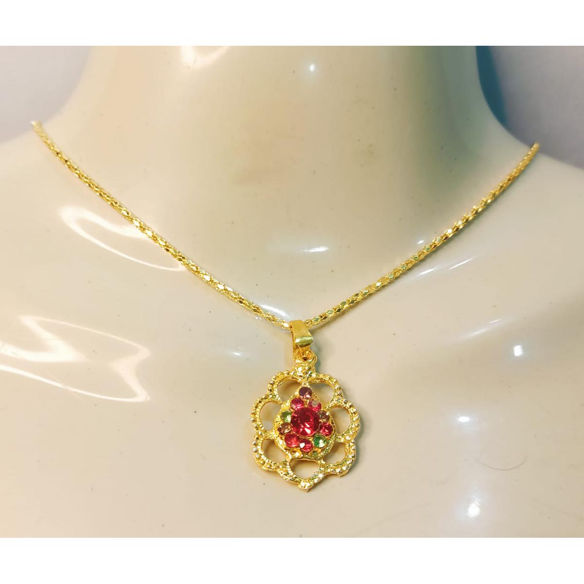 8b3af75e6c0bbeaf13c66a7e0ac5cdd0 New Alloy Golden Chain with Zircon Locket/Pendants/Necklace for Girls, Women - Image 1