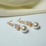 New Delicate Crystal Zircon Leaf Earrings – Long Luxury Drop Design Earrings For Girls & Women - Image 2