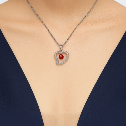 New Silver Chain with Zircon Heart Locket/Pendants/Necklace for girls/women/men