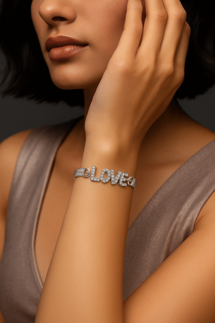 New Fashion Zircon Love Silver Stainless Bracelet / For Girl,s