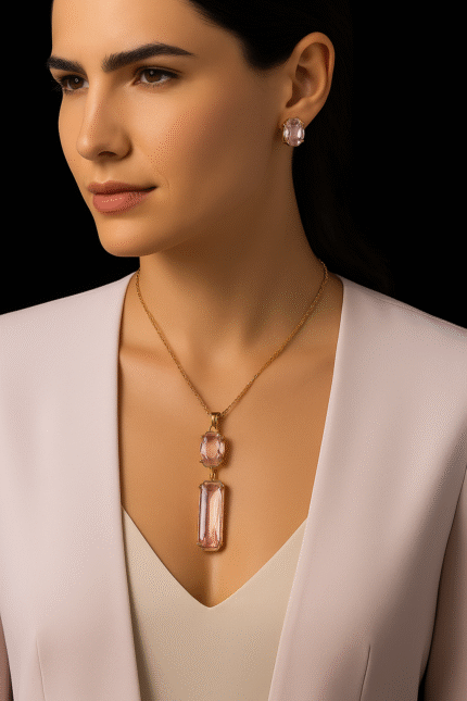 New Sparkling Crystal Necklace & Earring Set – Elegant Fashion Jewelry / For Women