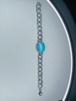 New Feroza Stone & Silver Chain Bracelet For (Men & Boys) - Image 4