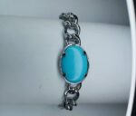 New Feroza Stone & Silver Chain Bracelet For (Men & Boys)