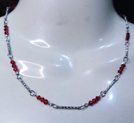 New Silver Stainless Chain with Red Beads /Necklace for Girls/Women
