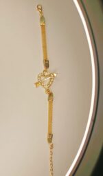 New Fashion Alloy Gold Zircon Heart Bracelet For Girls Women - Image 2