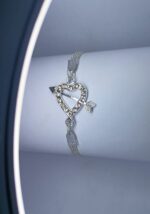 New Classy Silver Heart Zircon Alloy Bracelet For Girls, Women - Image 5