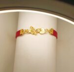 New Classy Zircon Golden Butterfly Red Leather Bracelet Watch For Girls, Women - Image 3