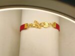 New Classy Zircon Golden Butterfly Red Leather Bracelet Watch For Girls, Women - Image 4