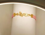 New Classy Zircon Golden Butterfly Pink Leather Bracelet Watch For Girls, Women - Image 2