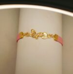 New Classy Zircon Golden Butterfly Pink Leather Bracelet Watch For Girls, Women - Image 3