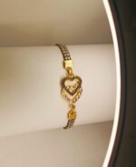 New Fashion Double Heart Bracelet Zircon Leather Strip Bracelet For Girls / Women - Image 2