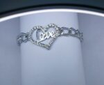 Silver Heavy Imported Chain & Heat Love Bracelet / Watch For Girl,s - Image 4