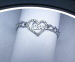 Silver Heavy Imported Chain & Heat Love Bracelet / Watch For Girl,s - Image 2