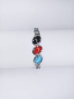 New Stainless Steel Chain with 3 Oval Feroza Stone Bracelet / Watch For Men,s & Boy,s - Image 4