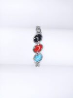 New Stainless Steel Chain with 3 Oval Feroza Stone Bracelet / Watch For Men,s & Boy,s - Image 2