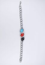 New Stainless Steel Chain with 3 Oval Feroza Stone Bracelet / Watch For Men,s & Boy,s - Image 3