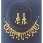 New Golden Stylish Pearl Choker Zircon Necklace with Earrings Set - Fancy Jewelry for Ladies - Image 3