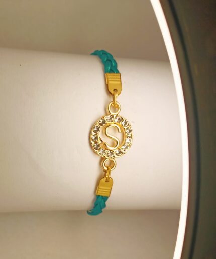 New Fashion Zircon Golden A to Z Alphabet Green Leather Bracelet/Watch For Girls, Women (1 Pice)