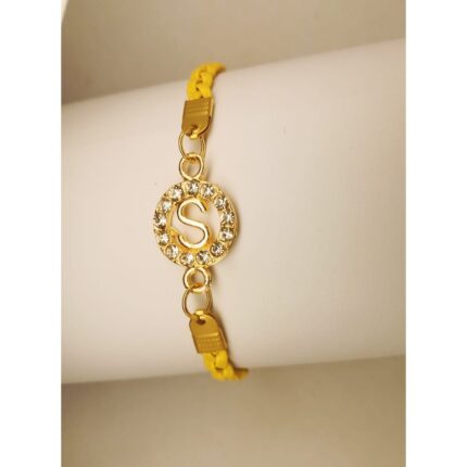 New Fashion A to Z Alphabet Bracelet Yellow Leather Strip Bracelet / Watch For Girl,s