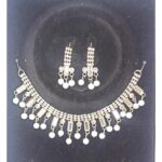 New Golden Stylish Pearl Choker Zircon Necklace with Earrings Set - Fancy Jewelry for Ladies